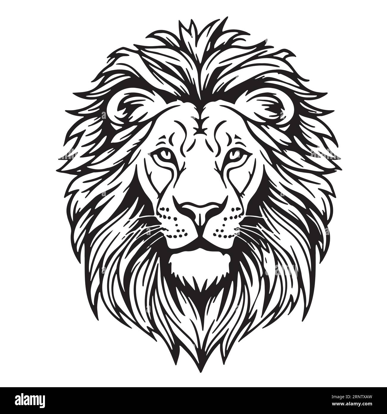 Löwenkopf-Zeichentrick handgezeichnete Skizze Vektor Safari Tiere Stock Vektor