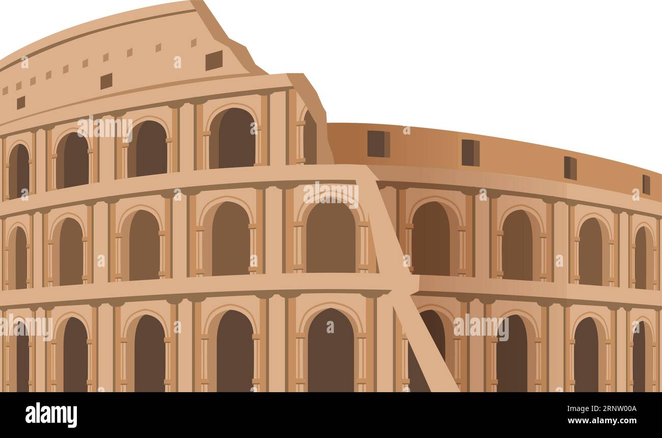 Rom altes Gebäude. Berühmtes historisches Wahrzeichen Stock Vektor