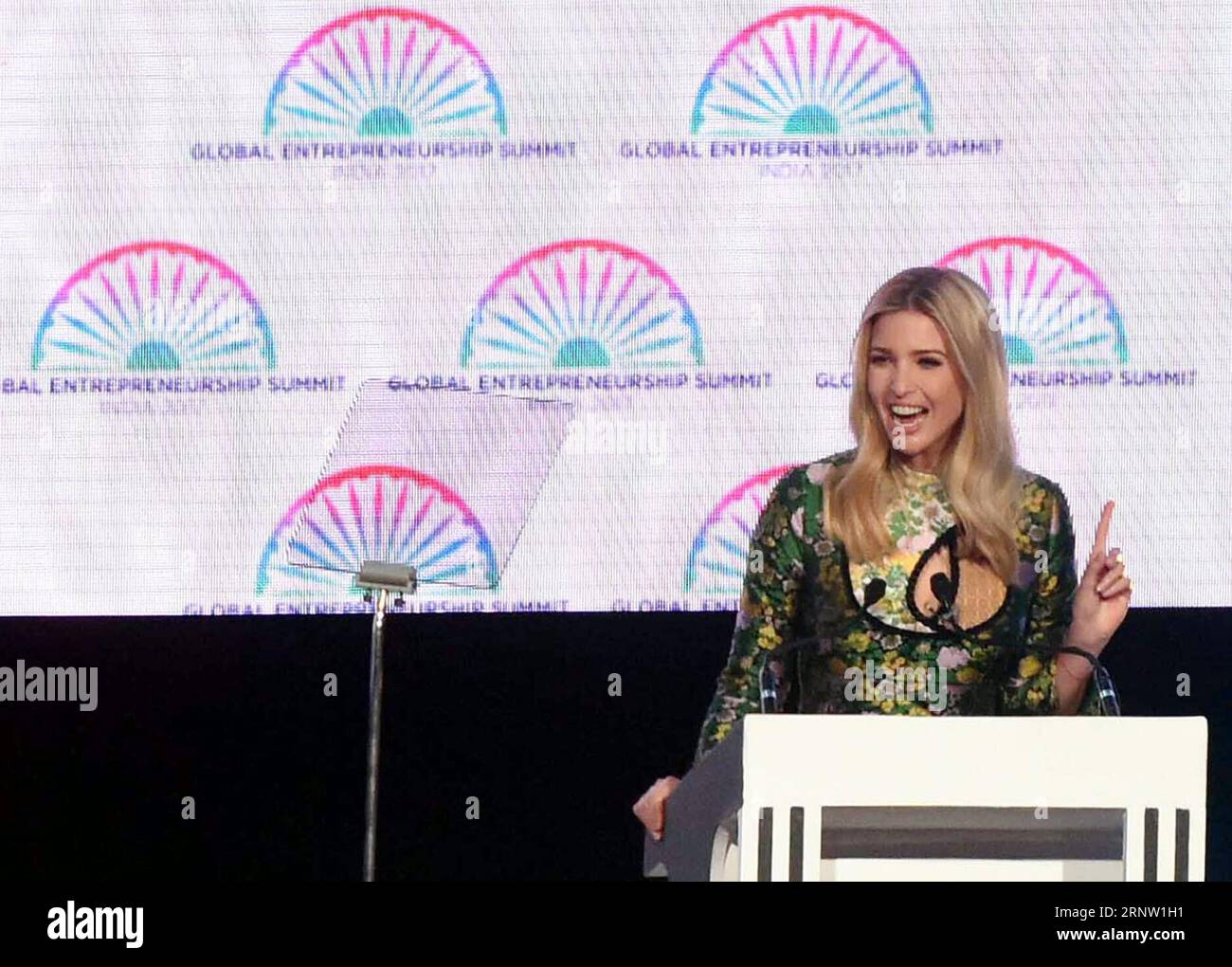 (171128) -- NEW DEHLI, 28. November 2017 -- Ivanka Trump, die Tochter und Beraterin von US-Präsident Donald Trump, nimmt an der Eröffnung des Global Entrepreneurship Summit in Hyderabad, Indien, am 28. November 2017 Teil. )(ZF) INDIEN-NEW DEHLI-U.S.-IVANLA TRUMP-GLOBAL ENTREPRENEURSHIP SUMMIT STRINGER PUBLICATIONXNOTXINXCHN Stockfoto