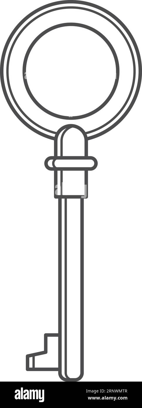 Alter Schlüssel. Zeichnung mit Retro-Eigenschaftssymbol Stock Vektor