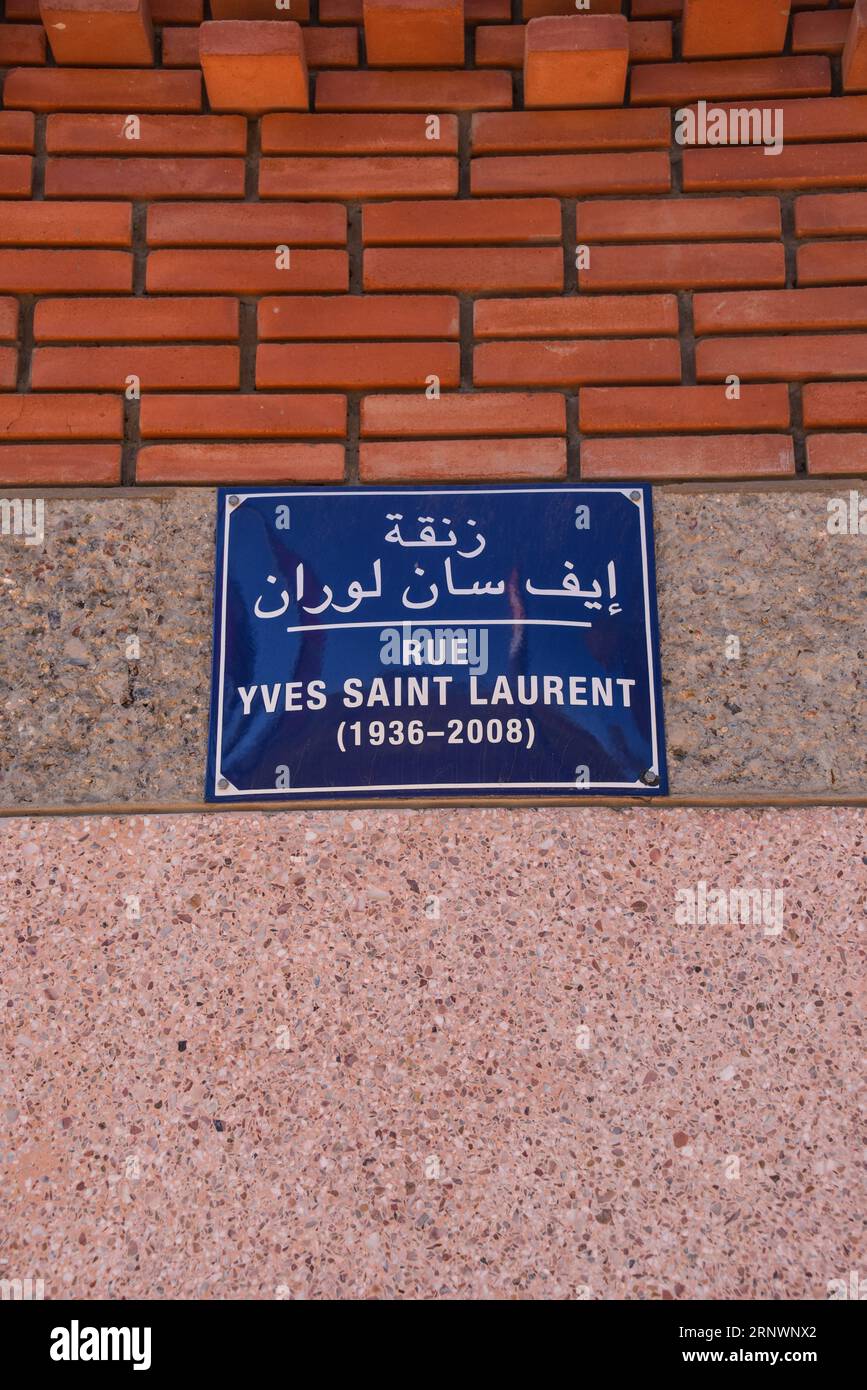 Marrakesch, Marokko - 24. Februar 2023: Außenansicht des Yves Saint Laurent Museums in Marrakesch Stockfoto