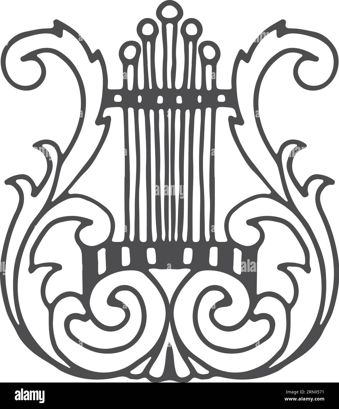 Lyre-Symbol. Altes Musikinstrument. Klassisches Symbol Stock Vektor
