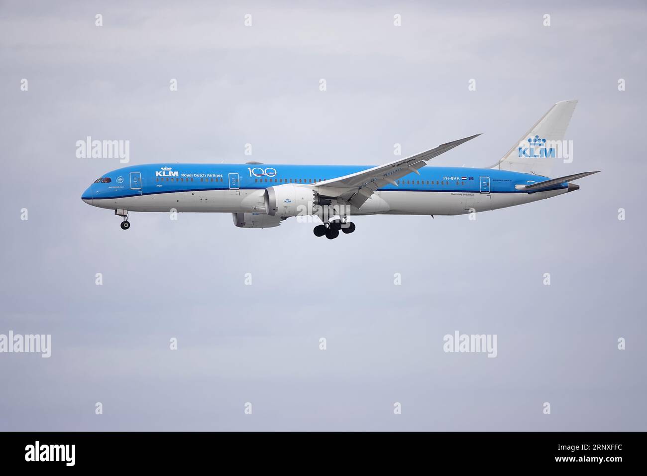 Boeing 787-9 Dreamliner, KLM Royal Dutch Airlines, in der Nähe des internationalen Flughafens McCarran Stockfoto