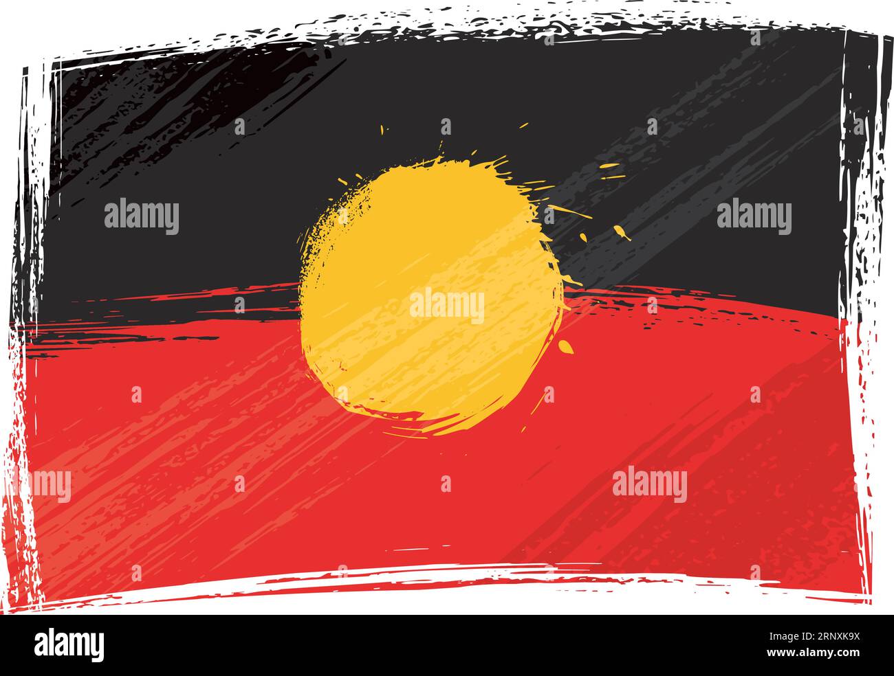 Australische Flagge der Aborigines im Grunge-Stil Stock Vektor