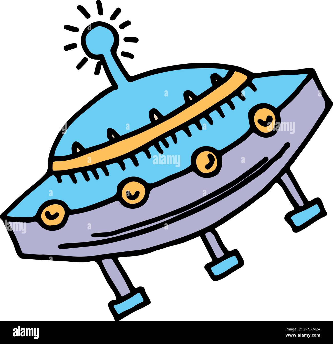 Symbol für fremdes Schiff. UFO-Doodle. Galaxy-Raumschiff Stock Vektor