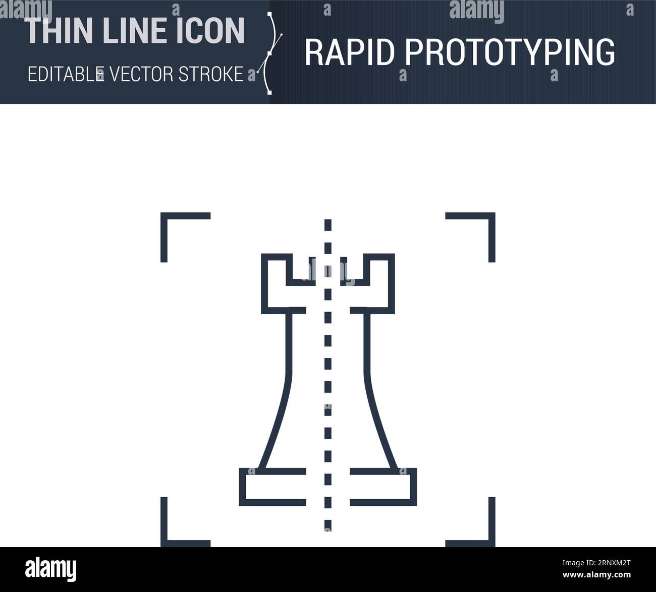 Symbol für dünnes Liniensymbol für Rapid Prototyping des 3D-Druck- und Modellierungssets. Piktogrammgrafik für Konturen, geeignet für Infografiken. Editierbare Vektorkontur Stock Vektor