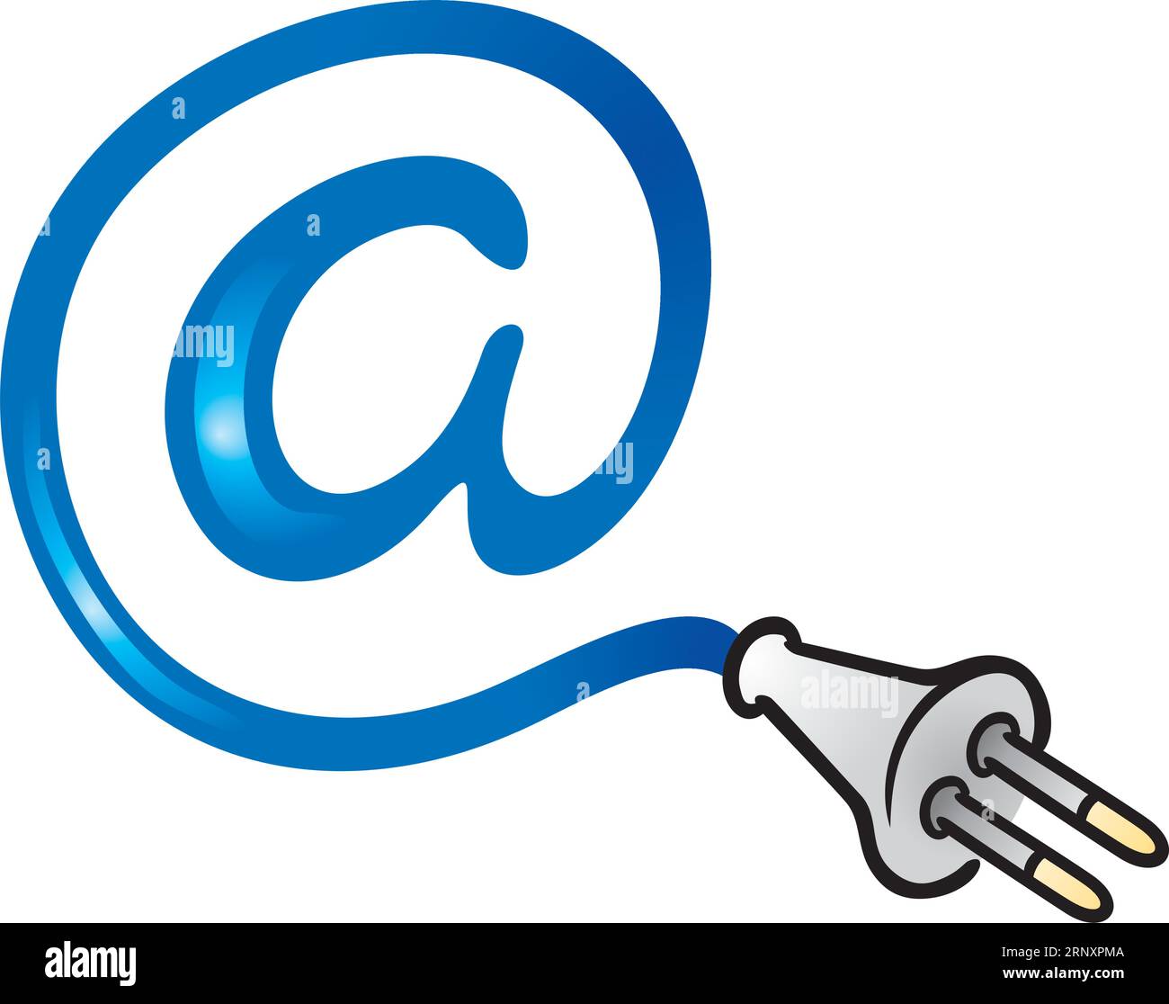 Clipart des blauen Mail-Symbols, das mit dem elektrischen Plug-in verbunden ist Stock Vektor