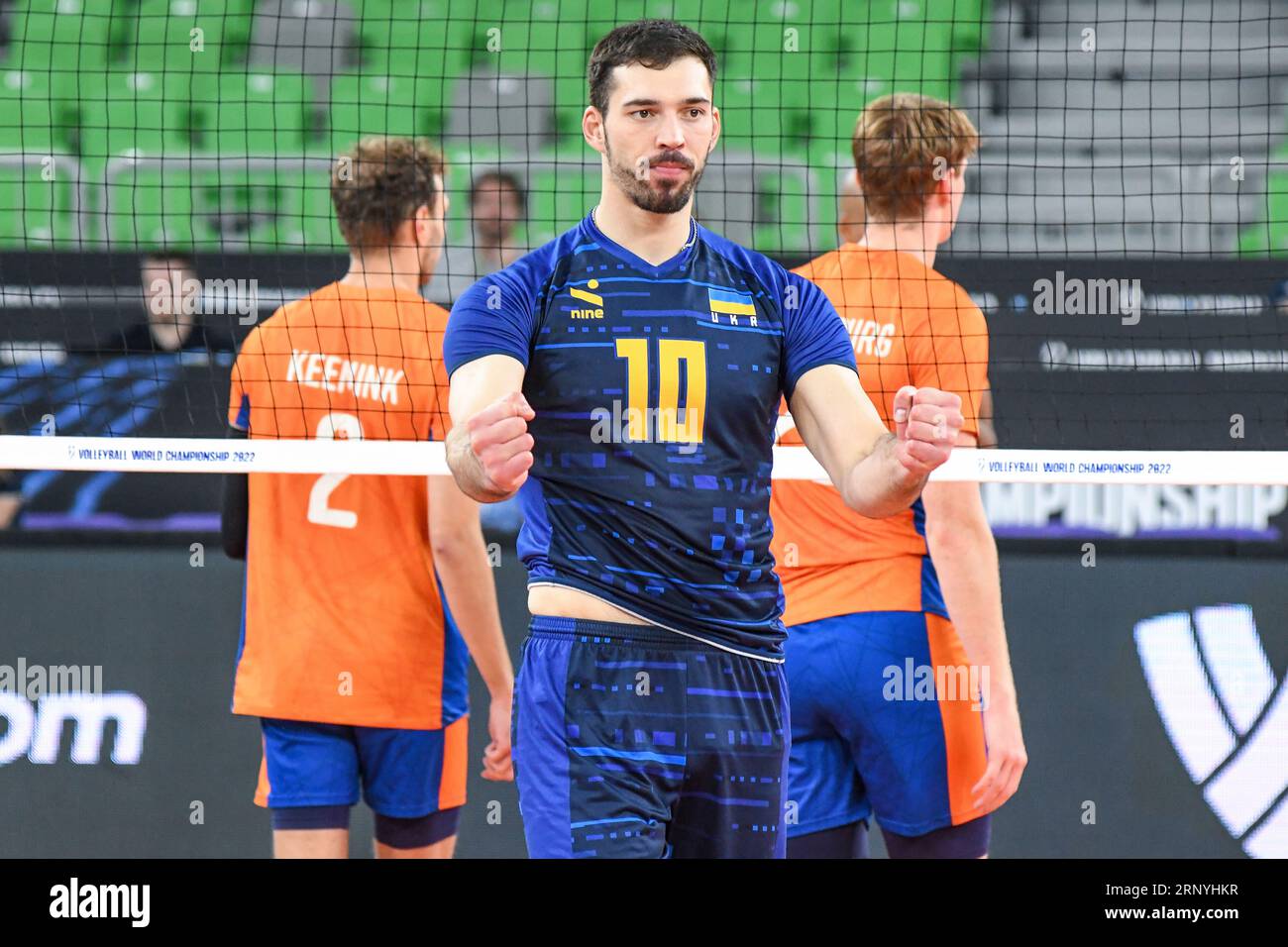 Yurii Semeniuk (Ukraine) gegen die Niederlande. Volleyball-Weltmeisterschaft 2022. Runde von 16 Stockfoto