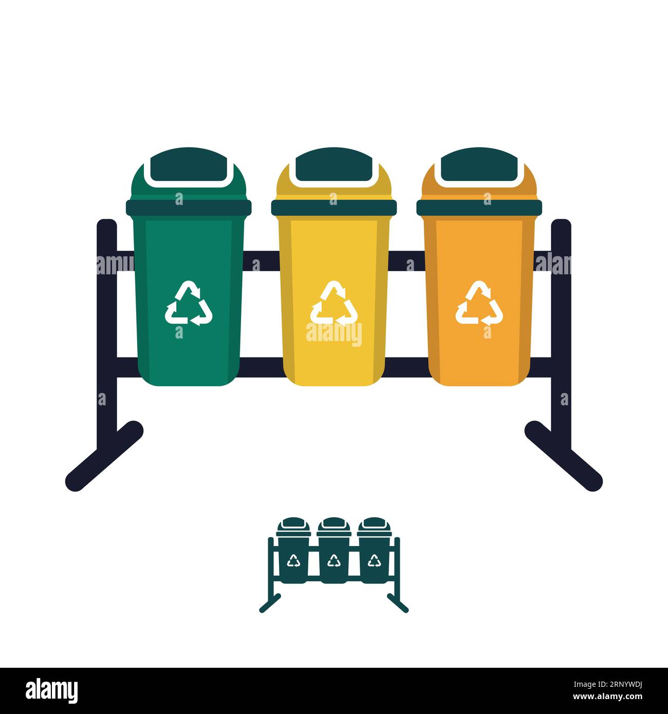Buntes Recyclinggefäß, Vektor umweltschonende Illustration. Stock Vektor