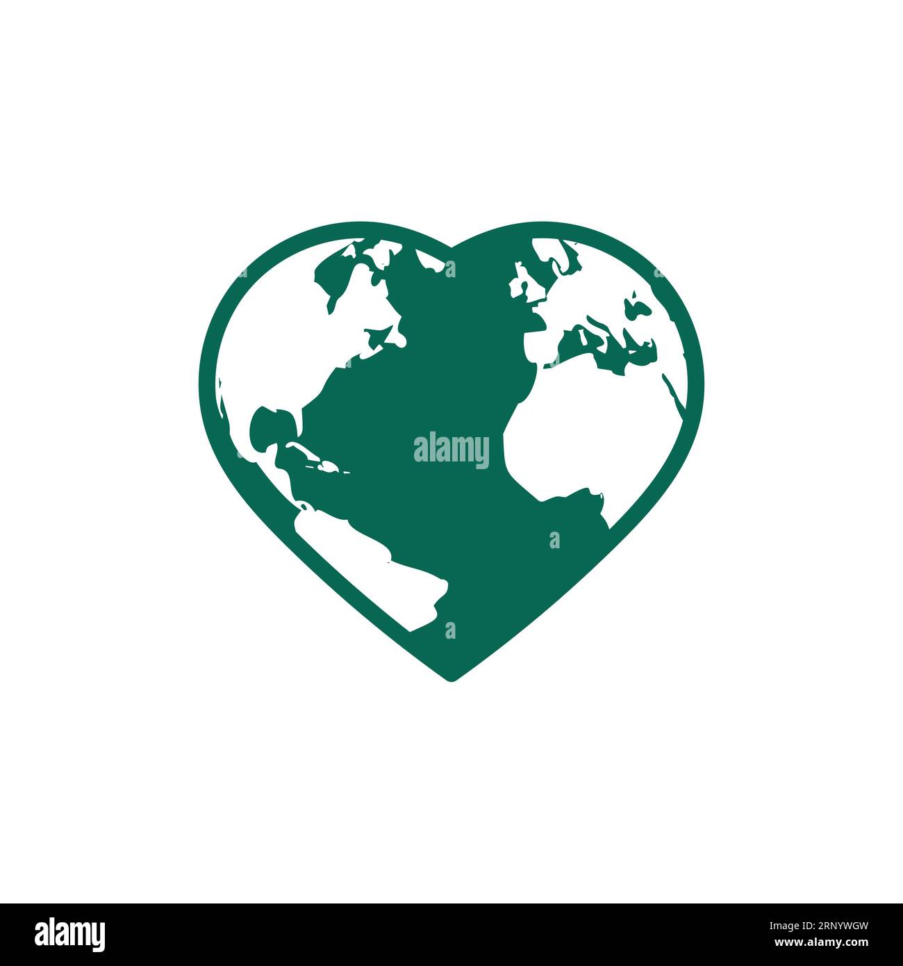 Globus-Symbol oder globales kreatives Logo für die Liebe. Rette die Erde und die Welt. Stock Vektor