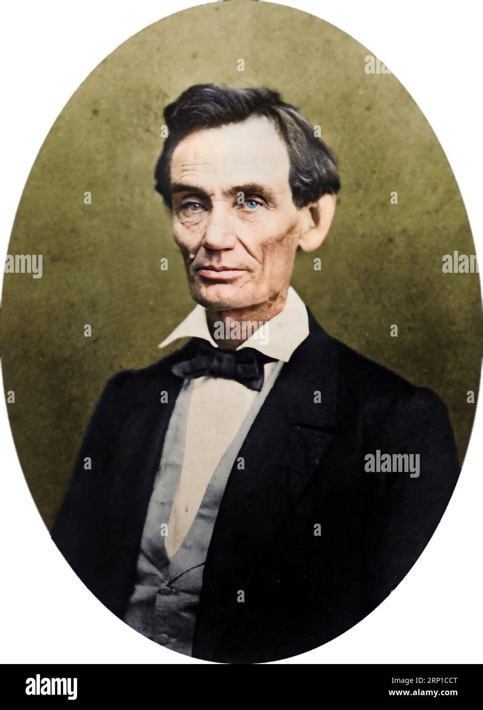 Foto von Abraham Lincoln. 1859. Bitte beachten Sie, dass die Fläche digital verbessert wurde. Nicht geändert. Unbekannter Fotograf. Stockfoto