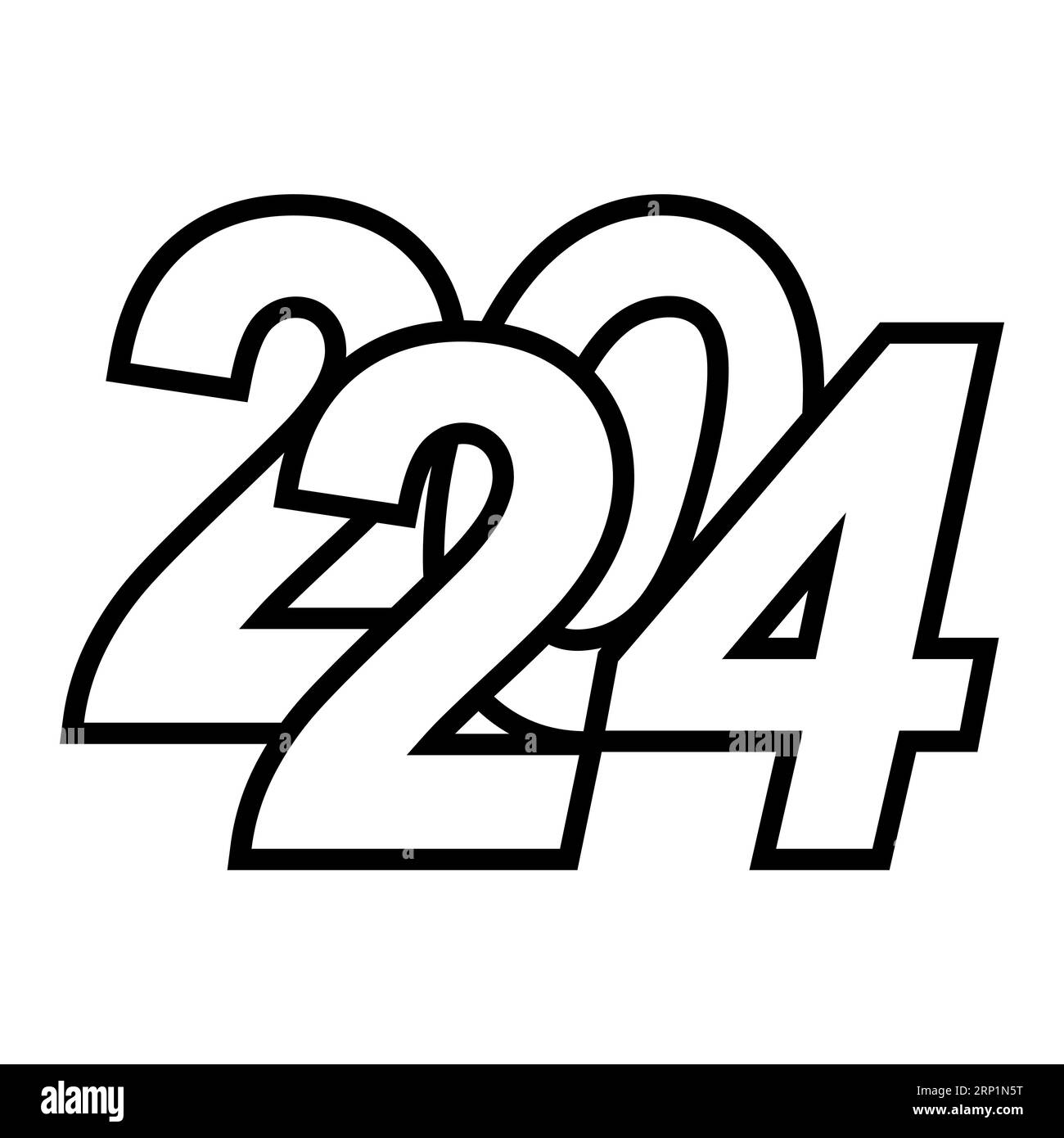 2024 Logo-Schrift abgeschrägte Schriftart 24, Medizin 2024 gesunde Lebensweise Stock Vektor