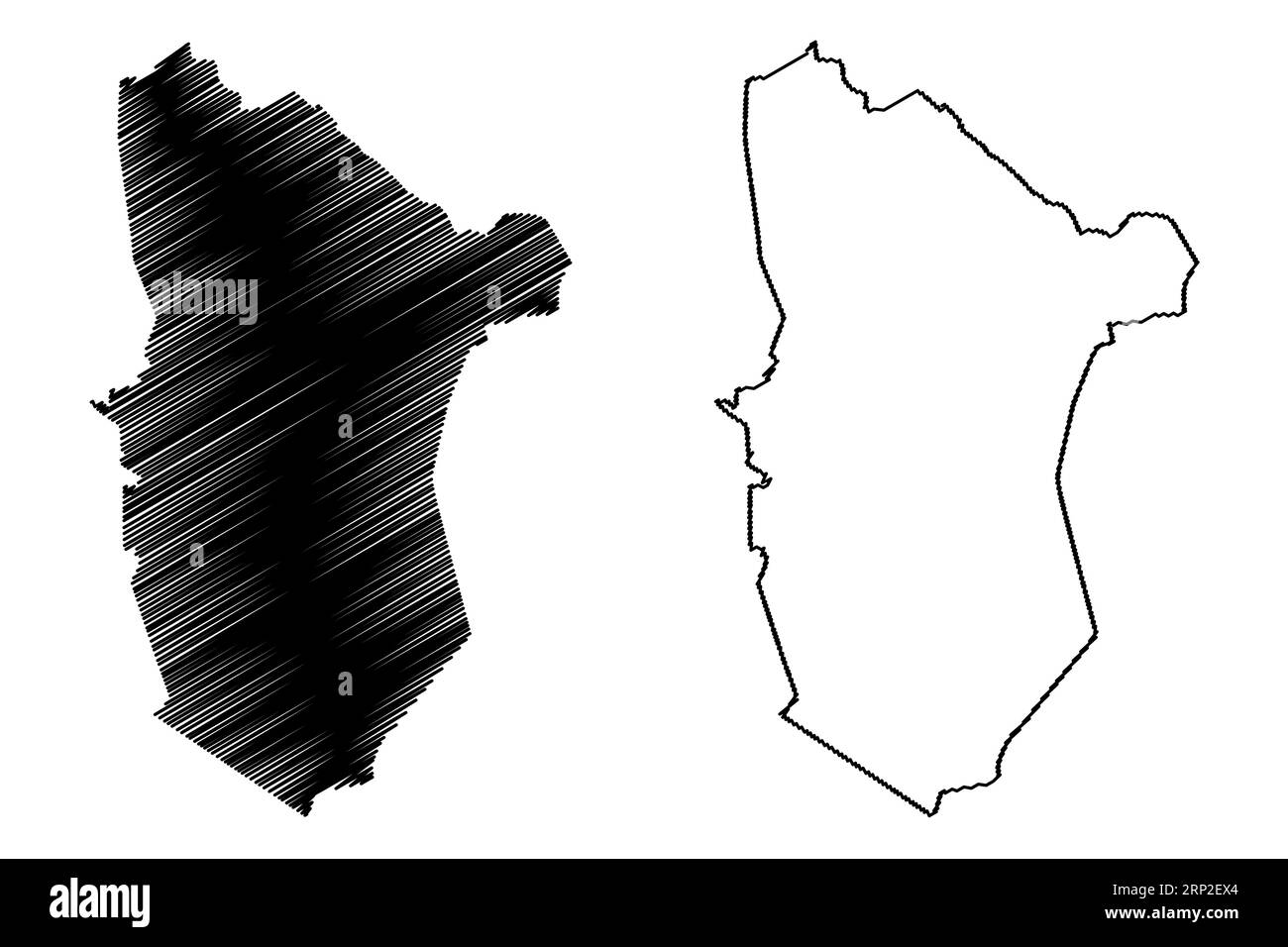 Stadt Bladel und Gemeinde (Königreich der Niederlande, Holland, Nordbrabant oder Provinz Noord-Brabant) Kartenvektordarstellung, Scribble Sketch m Stock Vektor
