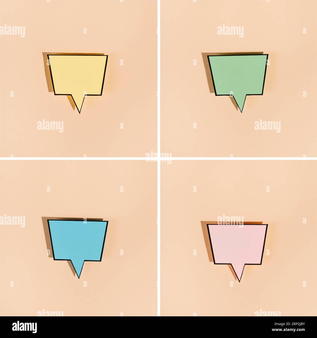 Sammlung Leere Sprechblasen beiger Hintergrund Stockfoto Sammlung Leere Sprechblasen beiger Hintergrund Stockfoto