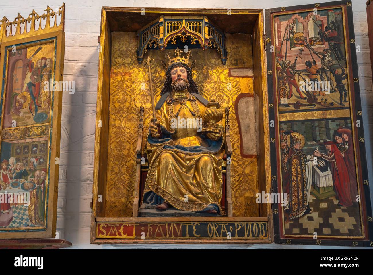 Altar des Heiligen Kanute (Knud der Heilige) im dänischen Nationalmuseum - Kopenhagen, Dänemark Stockfoto