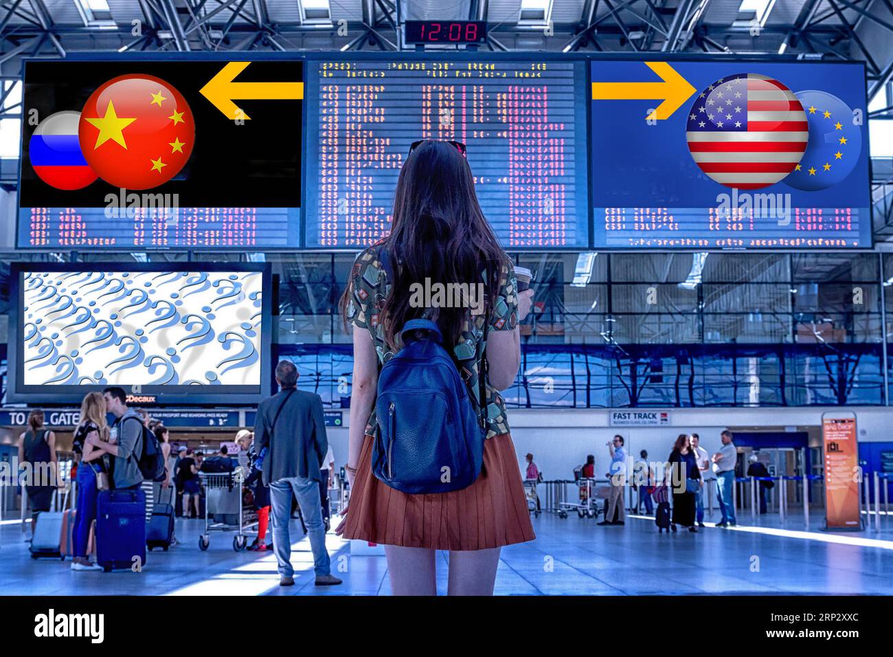 Symbolisches Bild, fragile Allianzen, China-Russland, USA-EU, westliches Wertesystem, Kommunismus, Freiheit, Diktatur, Menschenrechte, offener Handel, wirtschaftlich Stockfoto