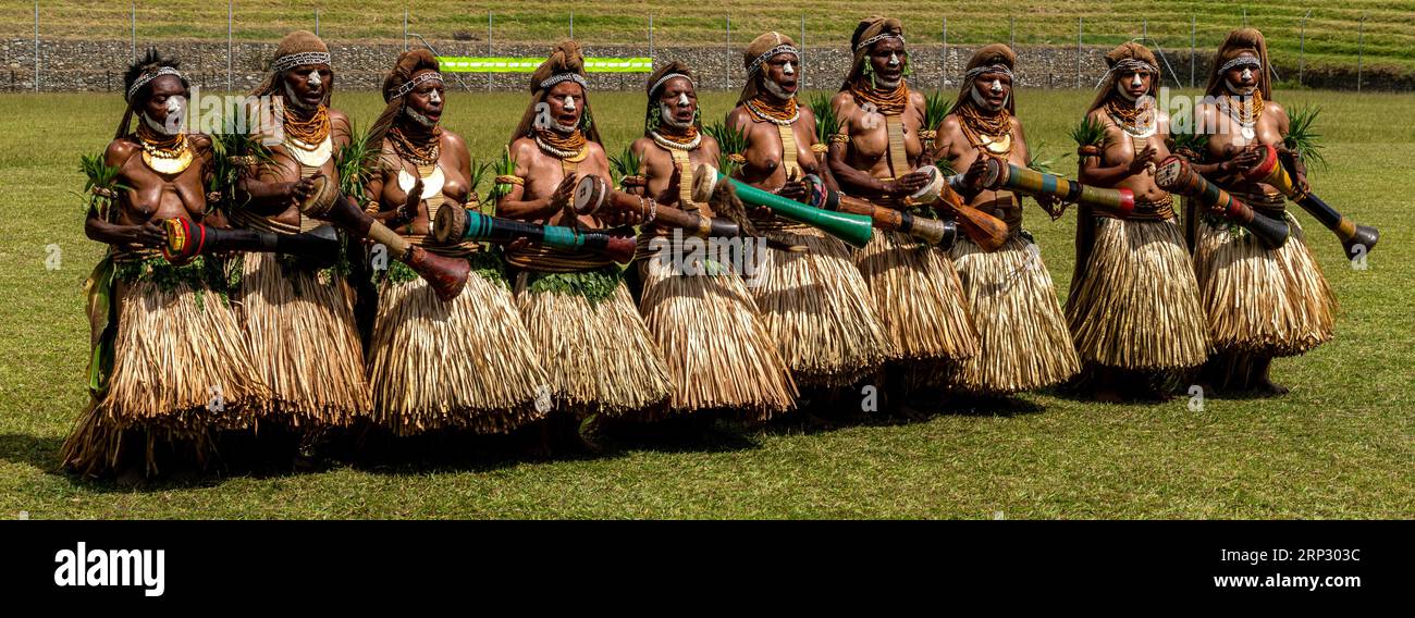 Tanzende Frauen, Singen, Festival, Mount Hagen, Papua-Neuguinea Stockfoto
