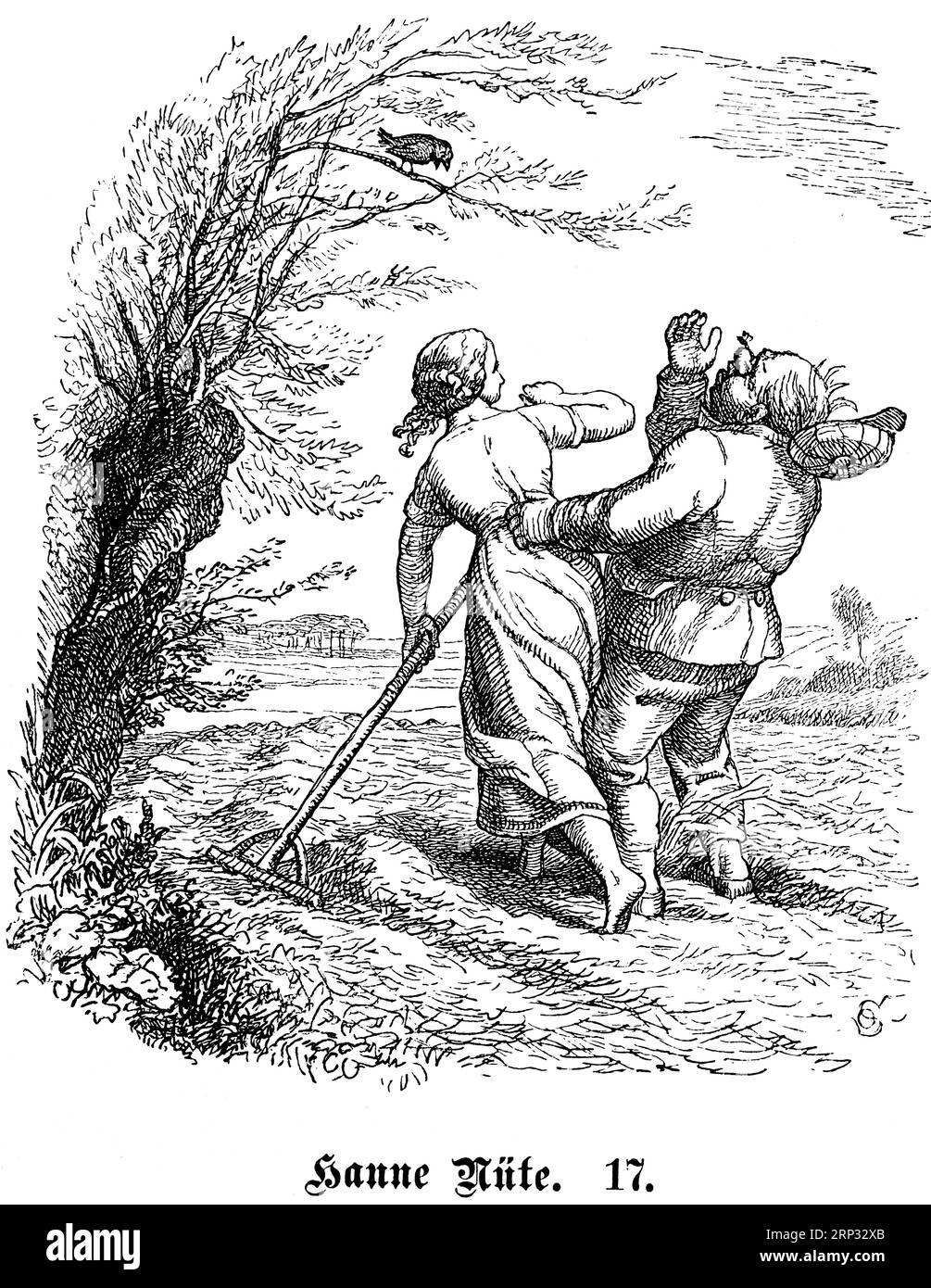 Fritz Reuter (1810) (1874) niederdeutsche Schriftstellerin und Dichterin Hanne Nuete un de Luette Pudel, eine Vogel, und Menschengeschichte, Platt, Niederdeutsch Stockfoto