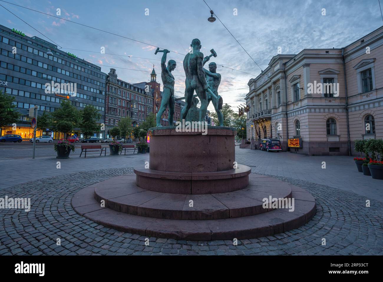 Drei-Smiths-Statue - Helsinki, Finnland Stockfoto