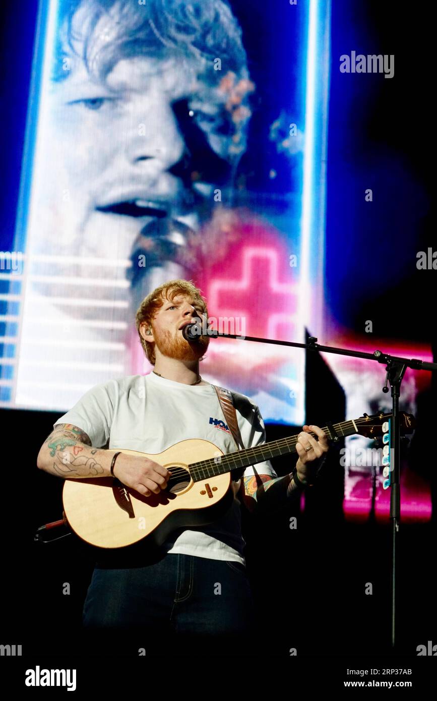 (180923) -- NEW YORK, 23. September 2018 -- der britische Popstar Ed Sheeran tritt am 22. September 2018 im MetLife Stadium in New Jersey auf. Ed Sheeran ist von August bis November auf seiner North American Stadium Tour. (dtf) U.S.-NEW YORK-ED SHEERAN-NORTH AMERICAN TOUR LinxBilin PUBLICATIONxNOTxINxCHN Stockfoto