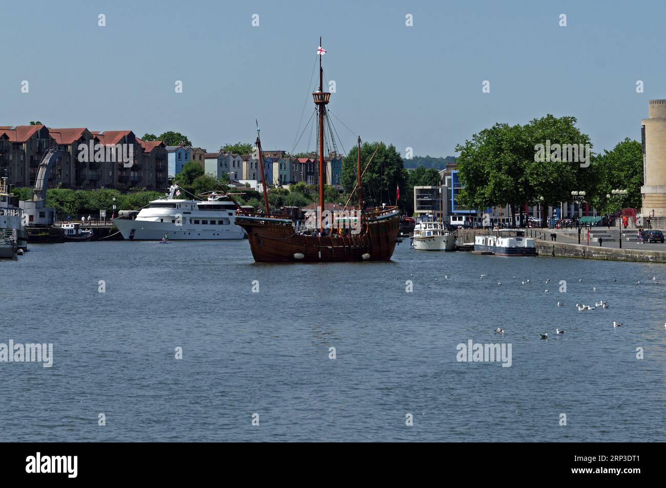 Nachbildung von Cabots Schiff - The Mathew - Segeln im schwimmenden Hafen, Bristol, England Stockfoto