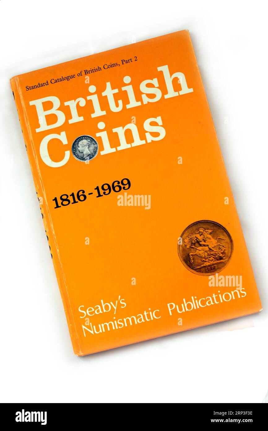 Britische Münzen 1816-1969. Standardkatalog britischer Münzen, Teil 2. Seabys numismatische Publikationen. Bucheinband, Studioeinrichtung Stockfoto