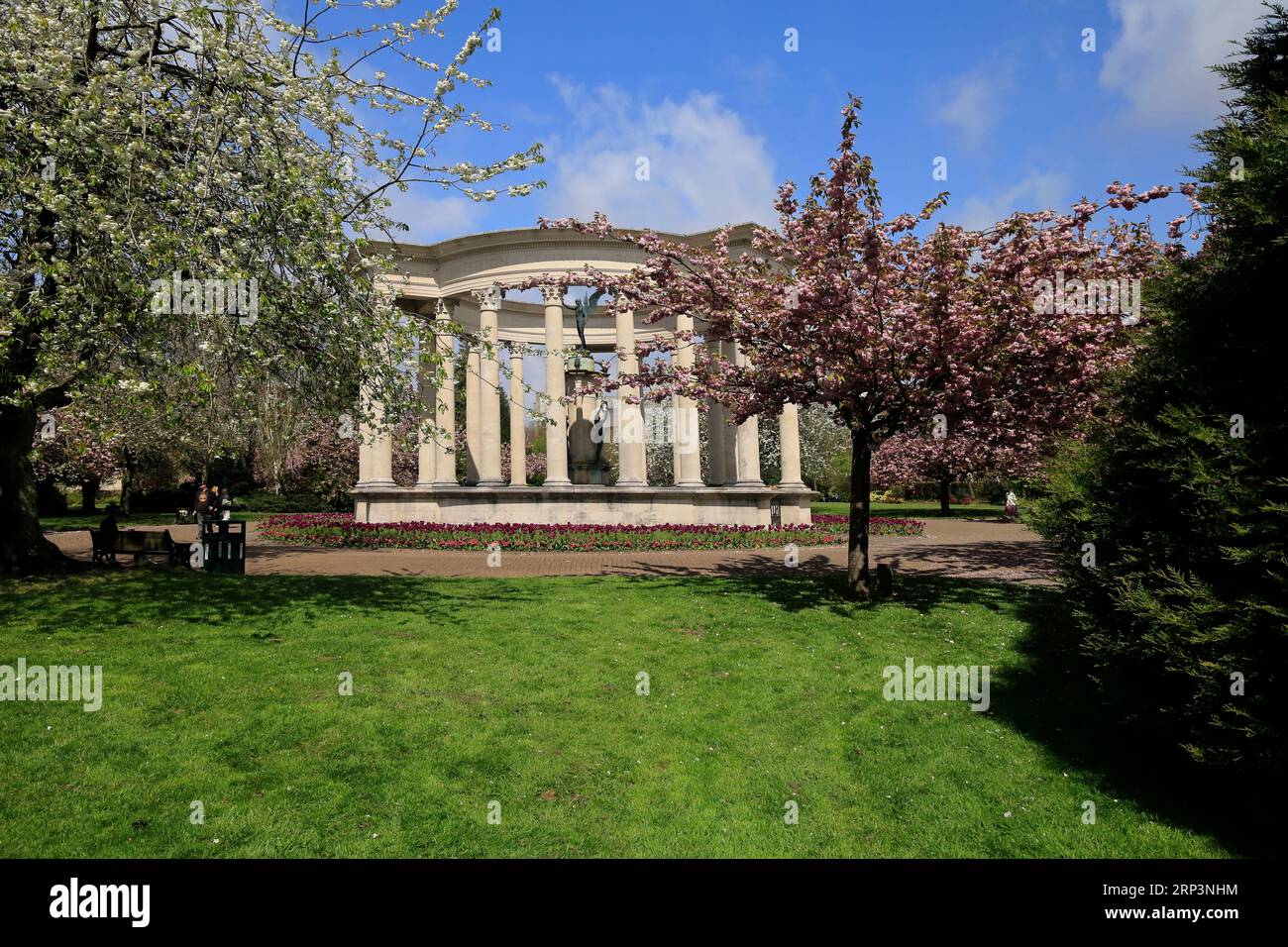 National war Memorial of Wales, Alexandra Park, Cathays Park, Cardiff mit Kirschblüte Stockfoto