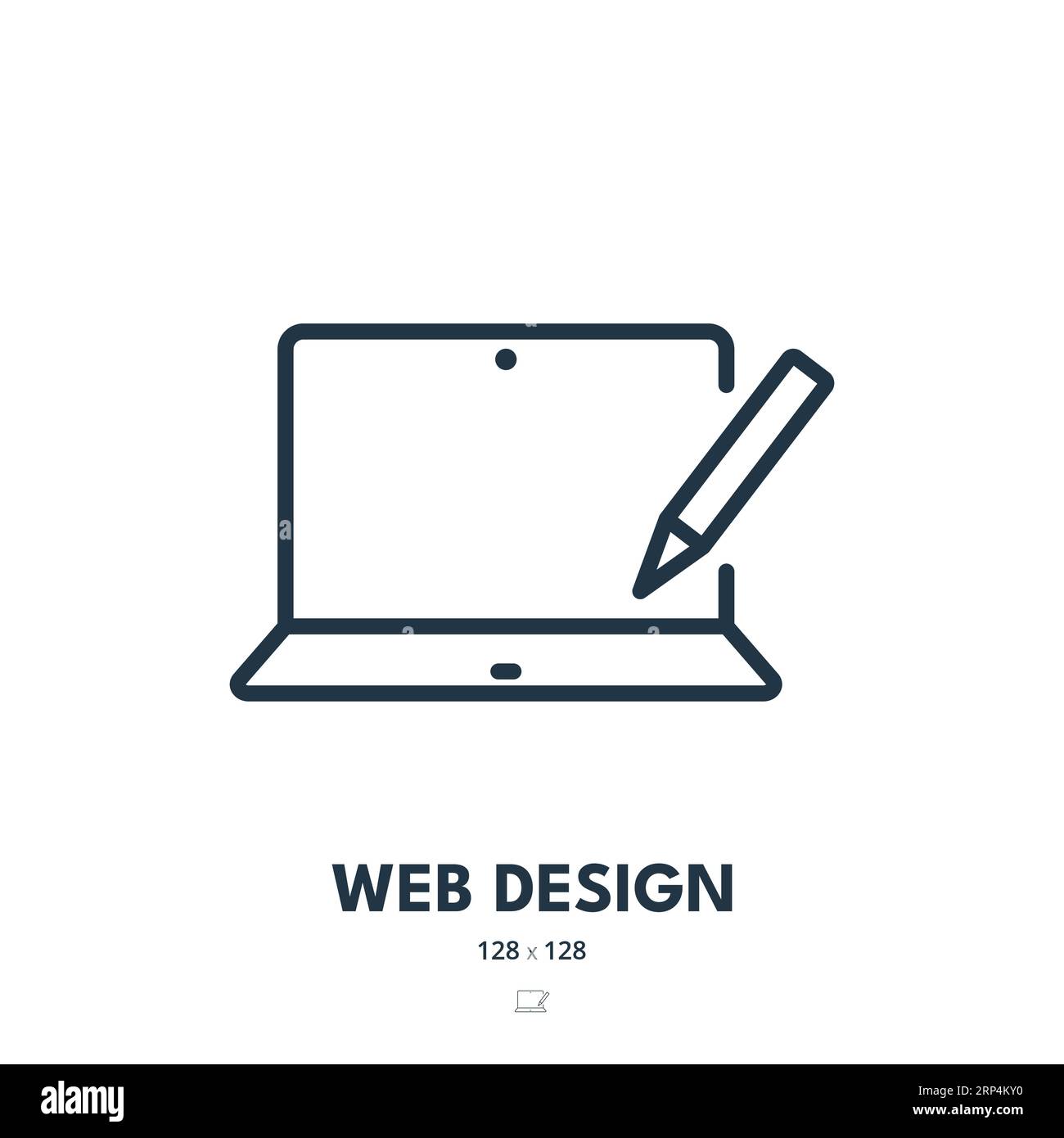 Web Design-Symbol. Website, Webseite, Entwickler. Bearbeitbare Kontur. Symbol „Einfacher Vektor“ Stock Vektor