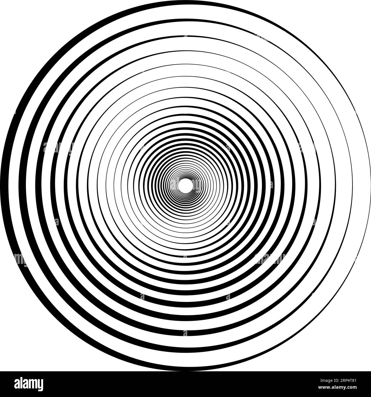 Abstrakte geometrische Spirale, wellige kreisförmige, konzentrische Linien Whirlpoolwirbeleffekt Stock Vektor