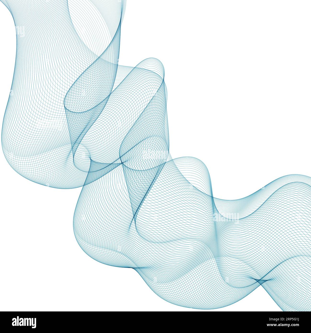 Futuristischer abstrakter, blauer Gradientenwellenlinienvektor aus Metall auf weißem Memphis-Hintergrund, digitaler, dynamischer, eleganter Wellenfluss aus gebläutem Stahl, Technologie-Concep Stockfoto