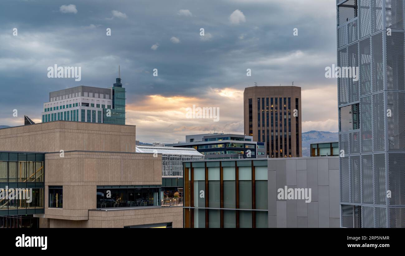 Sammlung von Gebäuden in der Innenstadt von Boise Idaho Stockfoto