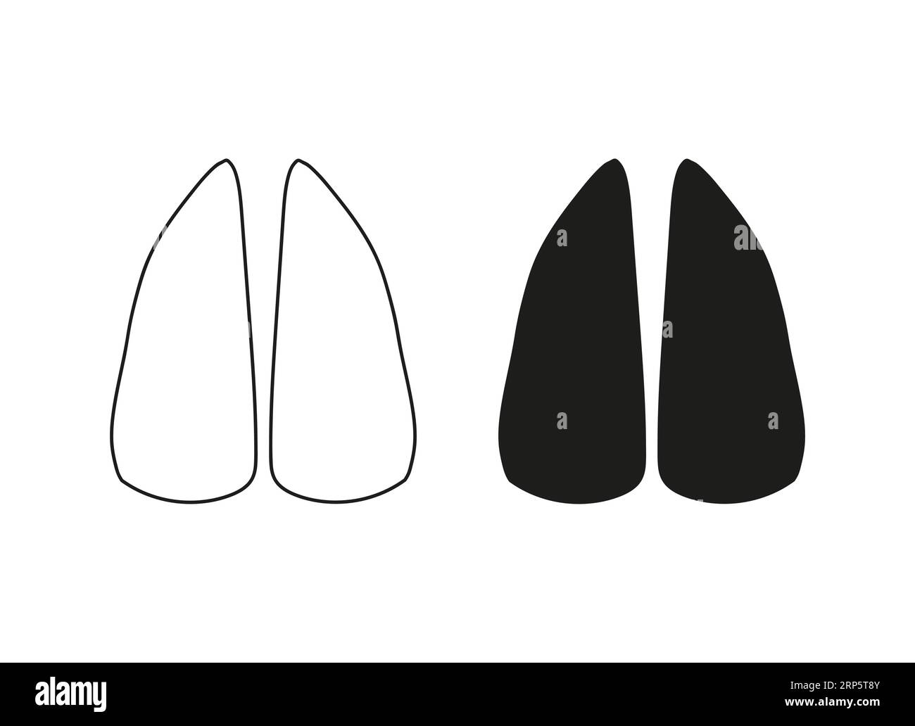 Wildpferd-Hufabdruck. Silhouette und Kontur. Vektor isoliert auf weiß. Spuren von Artiodaktylentieren, Hirschen, Rehen, Damwild, Schweinen, Giraffen-, Kuh-, Ziegen-, Schaf-, Elch-Antilopen-Symbol Stock Vektor