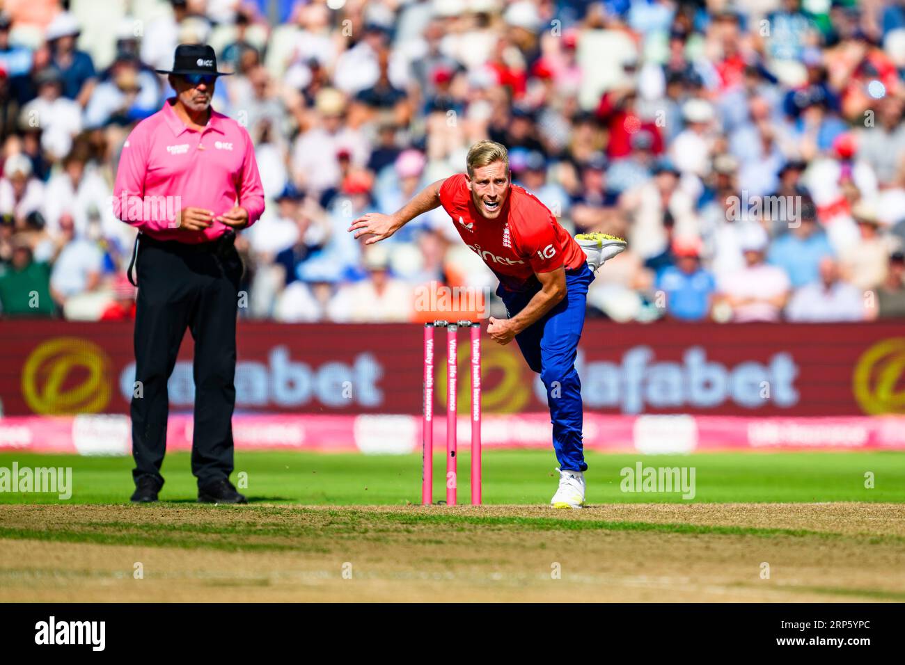 BIRMINGHAM, GROSSBRITANNIEN. September 2023. Luke Wood of England während England Men vs New Zealand - Third Vitality T20 International auf dem Edgbaston Cricket Ground am Sonntag, den 03. September 2023 in BIRMINGHAM ENGLAND. Quelle: Taka Wu/Alamy Live News Stockfoto