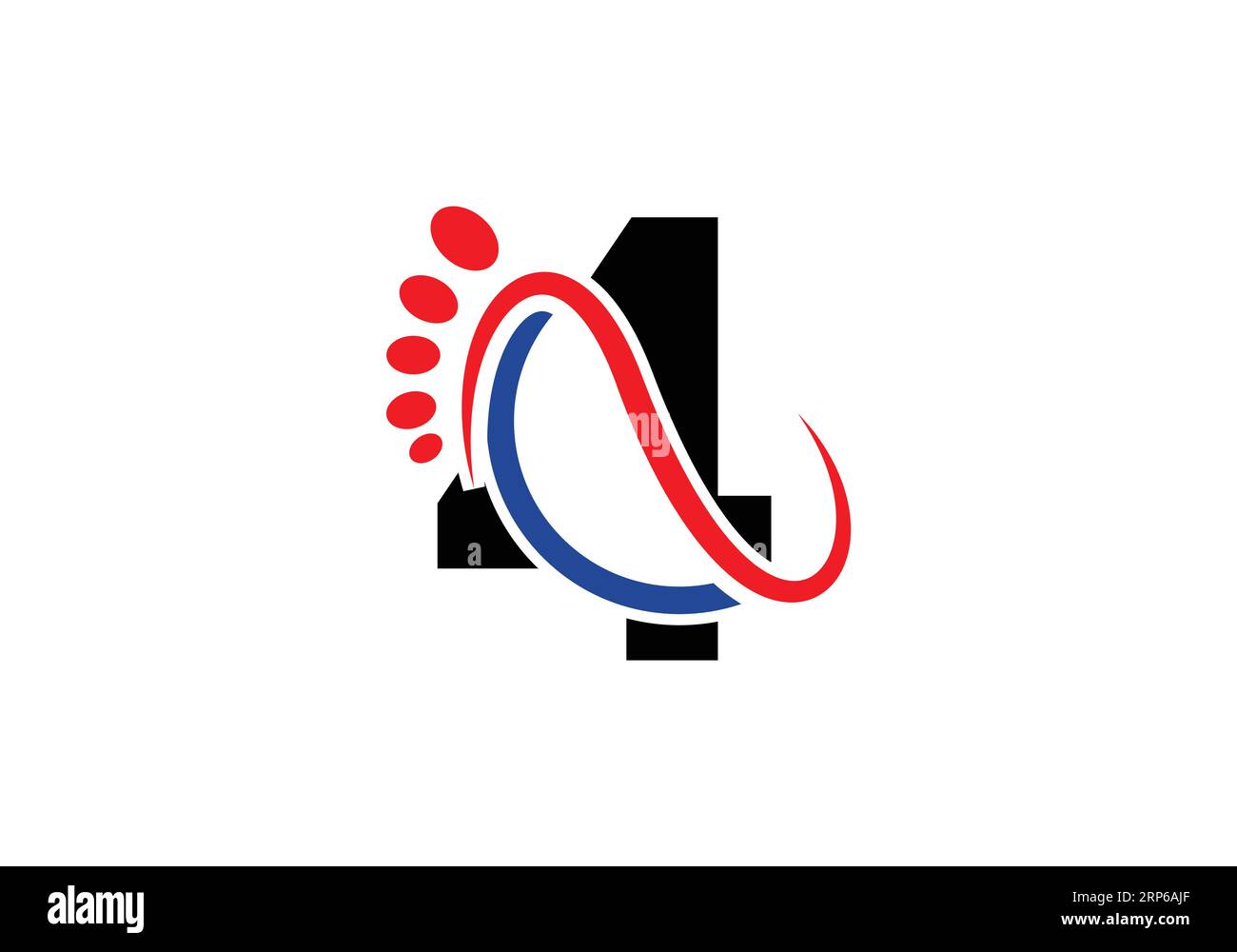Letter 4 Fuß Logo Design Vektor Vorlage. Stock Vektor