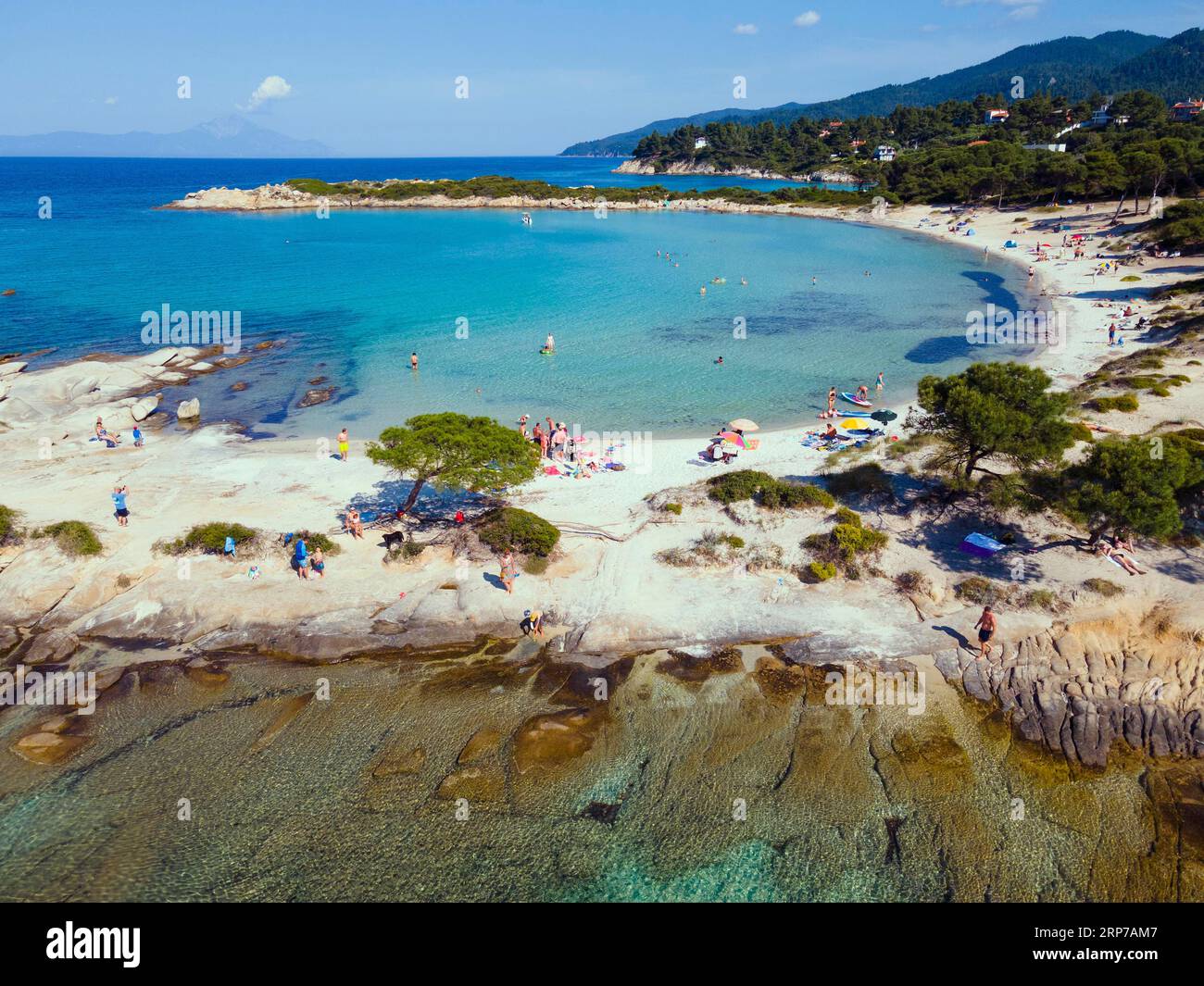 Luftaufnahme, Karidi Strand, Karydi, Vourvourou, Sithonia, Chalkidiki, Zentralmakedonien, Griechenland Stockfoto