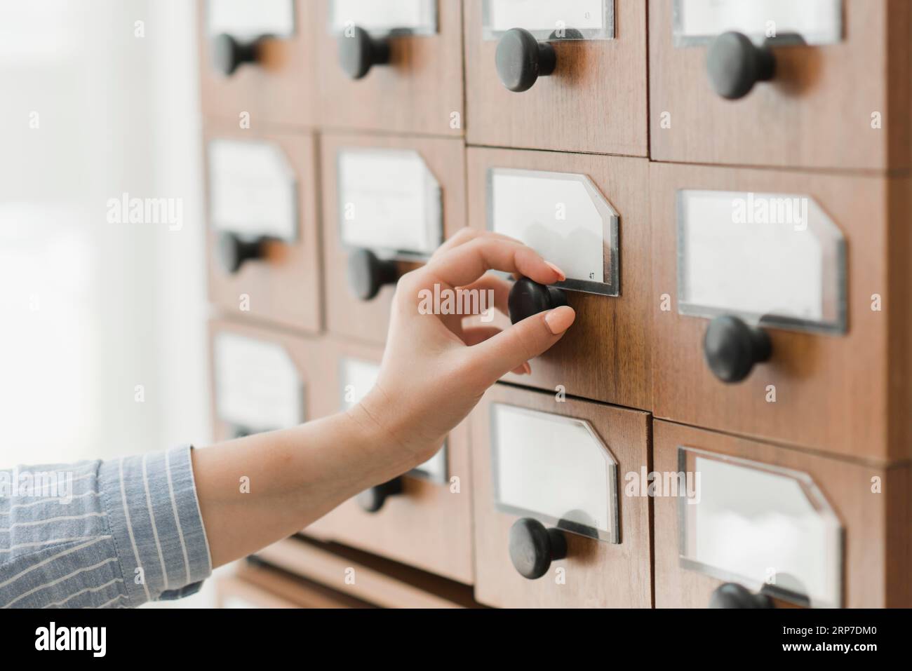 Katalog der Zuschneideschublade für Handzeichnungen Stockfoto