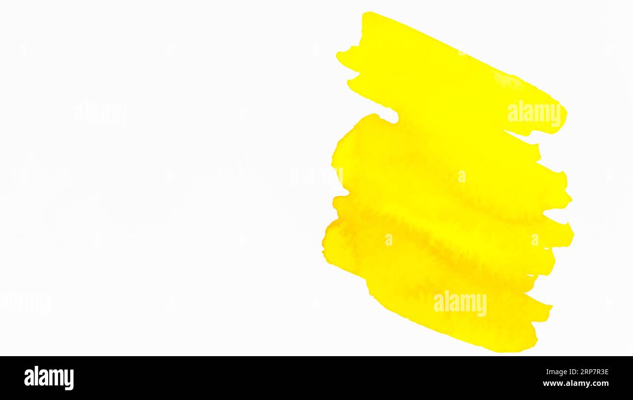 Gelbe Pinselstriche isolierter weißer Hintergrund Stockfoto