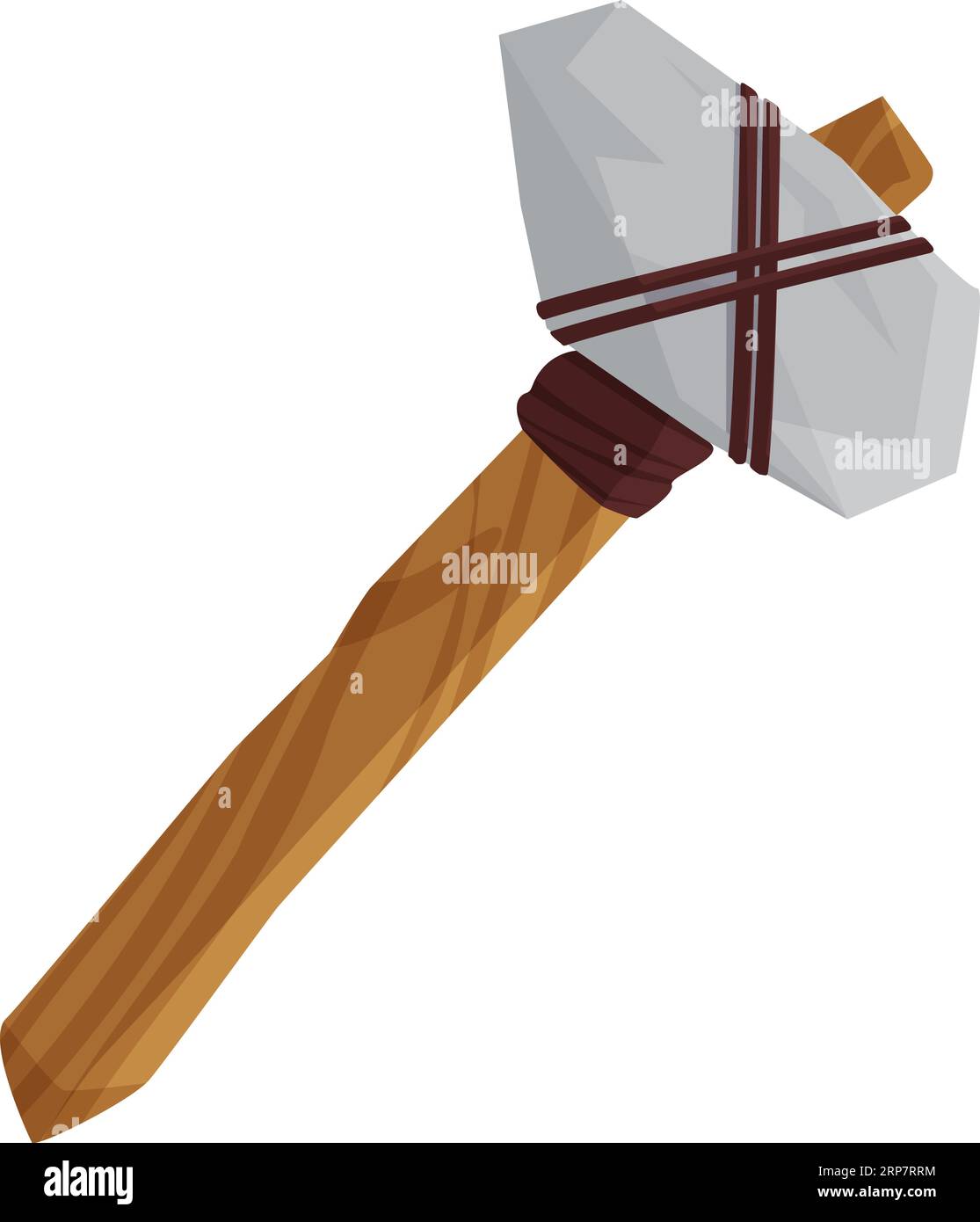 Steinzeitlicher Hammer. Höhlenjäger-Werkzeuge, antike Objekte Zeichentrickvektor-Illustration Stock Vektor