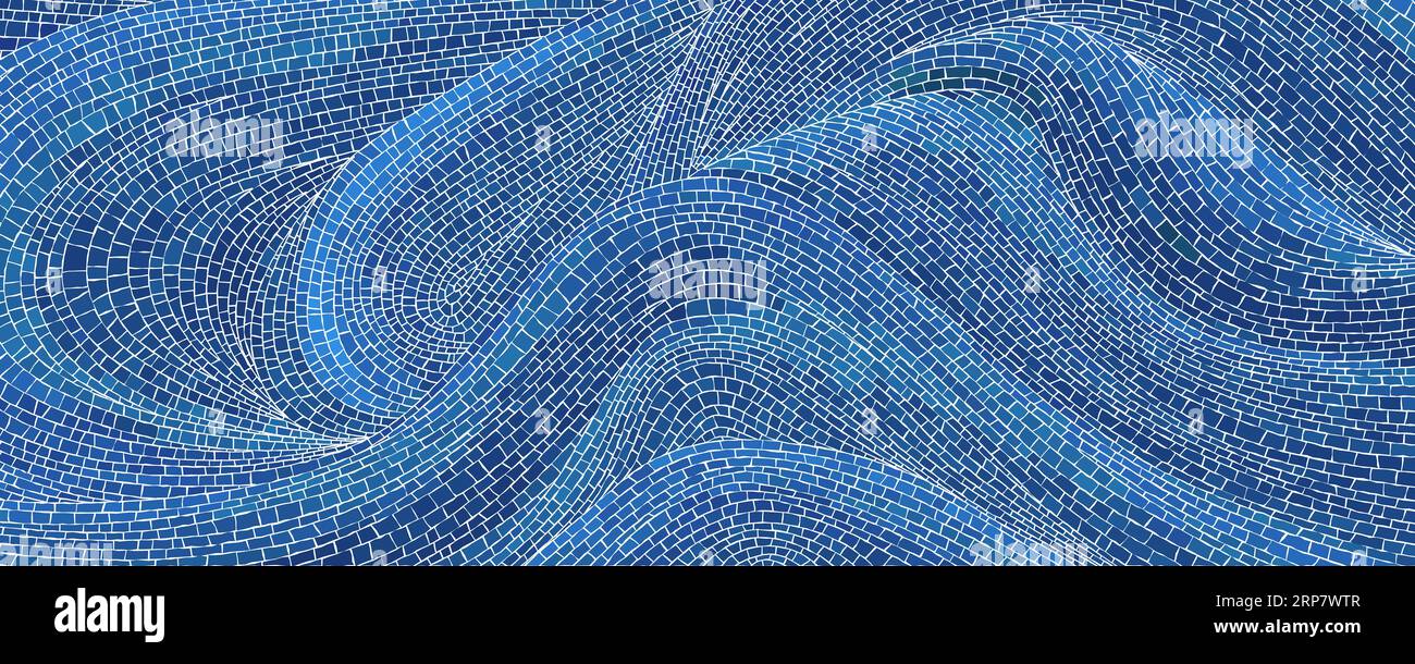 Mosaikkunst Wellen Textur, Vektorhintergrund Stockfoto