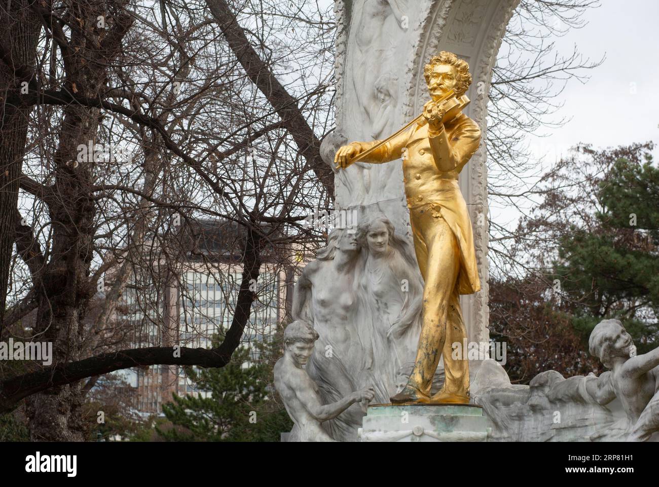 Denkmal des Walzerkoenig Johann Strauss in Wien. Geschehen zu Edmund von Hellmer (d.1935), Wien, Österreich Stockfoto