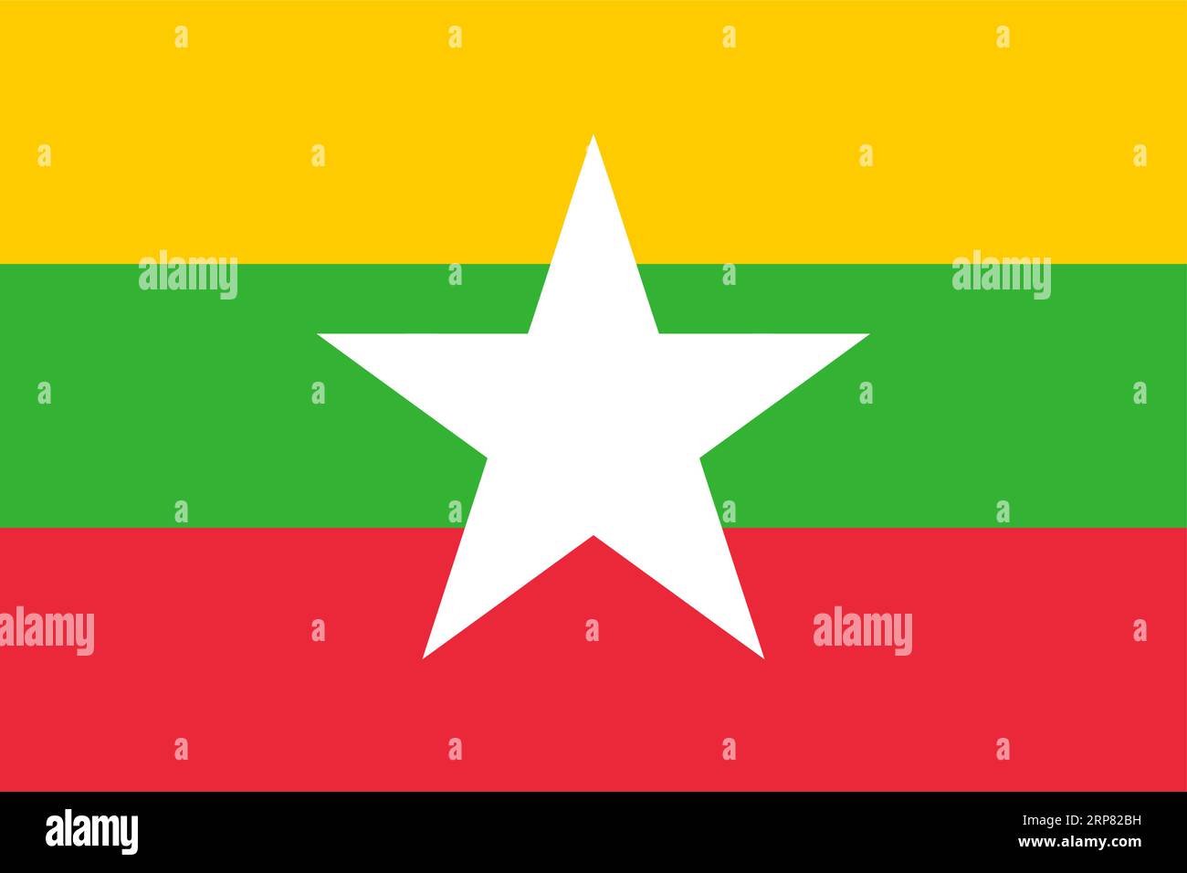 Ursprüngliche und einfache Union von Myanmar oder Birma Flagge isolierter Vektor in offiziellen Farben und Proportionen korrekt das Myanmar oder Birma ist ein Mitglied der ASE Stock Vektor