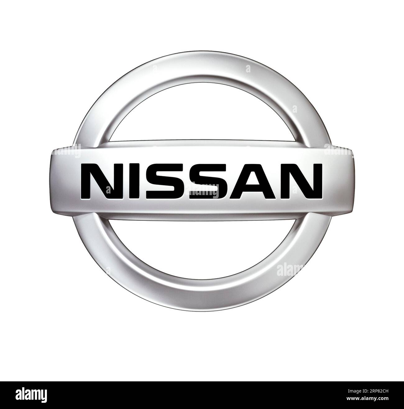 Logo der Automobilmarke Nissan, Auto, Kraftfahrzeug, Ausschnitt auf weißem Hintergrund Stockfoto