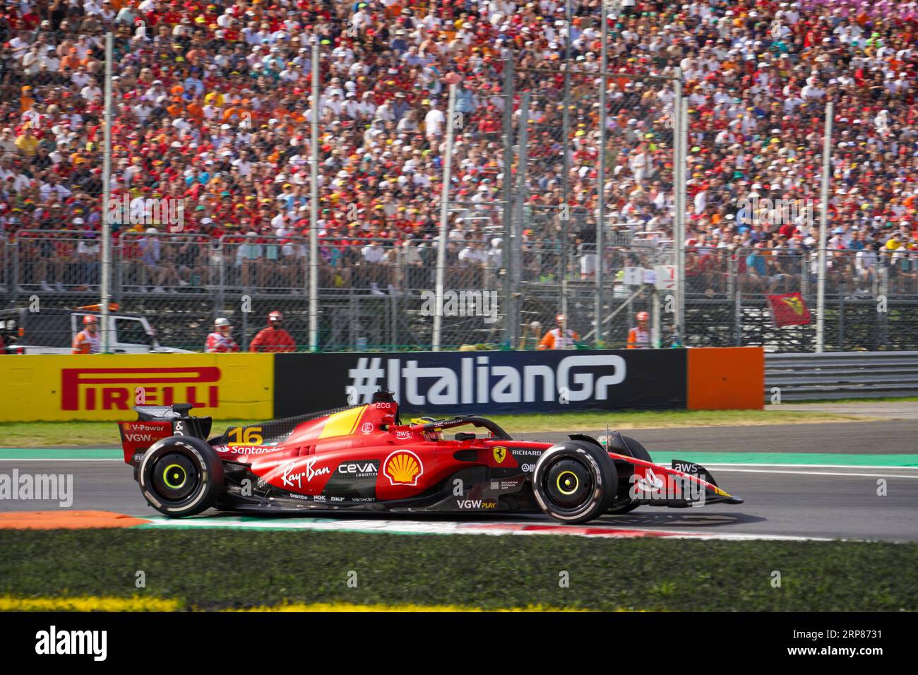 Monza, Italien. September 2023. Charles Leclerc aus Monaco fuhr den Scuderia Ferrari SF-23 Ferrari während der Formel 1 Pirelli GP d'Italia. Quelle: Alessio Morgese/Alessio Morgese/Emage/Alamy Live News Stockfoto