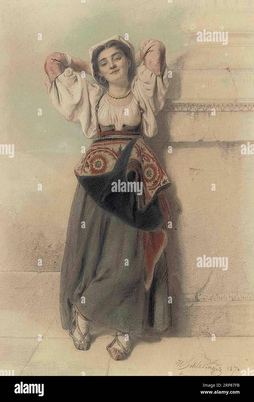 Ein italienisches Mädchen 1870 von Henry Guillaume Schlesinger Stockfoto