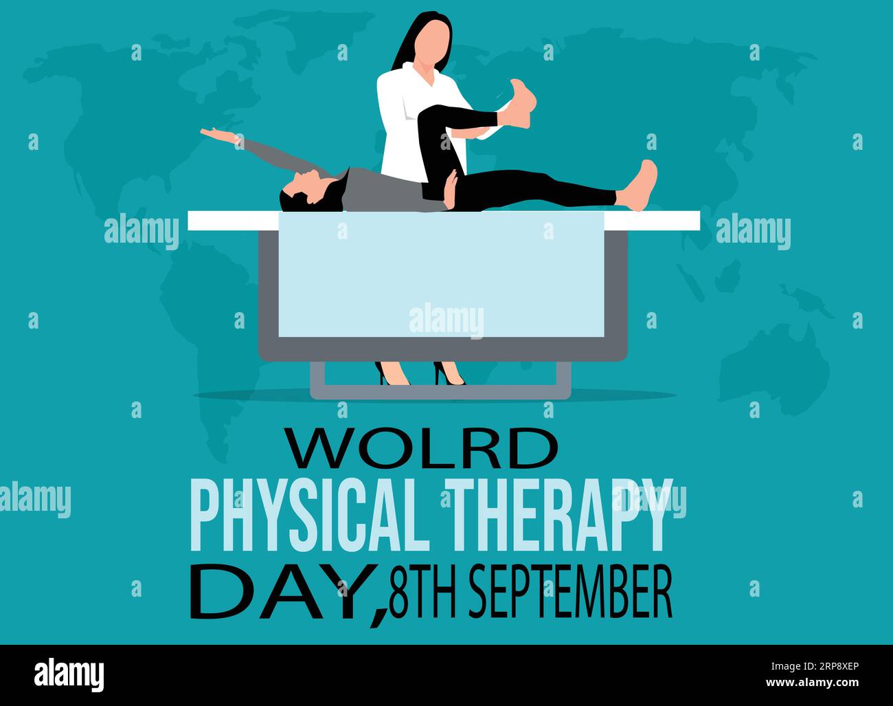 Weltphysiotherapie-Tag am 8. september Vorlage für Poster und Karten Stock Vektor