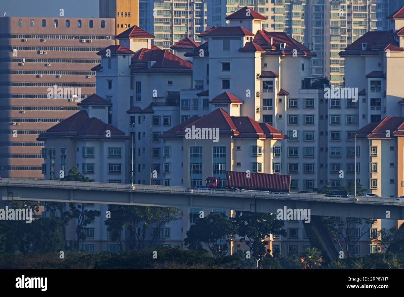 (190318) -- SINGAPUR, 18. März 2019 -- Ein Containerwagen fährt auf der Schnellstraße in Singapur, 18. März 2019. International Enterprise (IE) Singapur gab am Montag bekannt, dass Singapurs nicht-Öl-Inlandsexporte (NODX) im Februar 2019 im Vergleich zum Vorjahr um 4,9 Prozent gestiegen sind. Dann Chih Wey) SINGAPUR-WIRTSCHAFT-NICHT-ÖL-EXPORTE ERHÖHEN xinjiapo PUBLICATIONxNOTxINxCHN Stockfoto