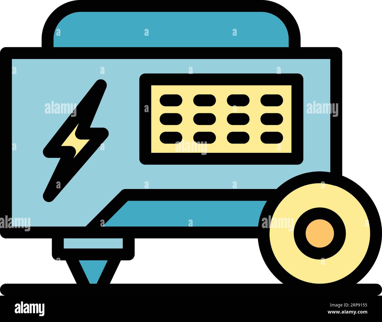 Überprüfen Sie den Konturvektor des Stromgeneratorsymbols. Tragbare Maschine. Elektrische Gasfarbe flach Stock Vektor