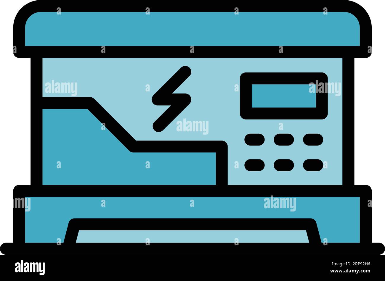 Konturvektor für statisches Generatorsymbol. Elektrische Leistung. Motor-Backup-Farbe flach Stock Vektor