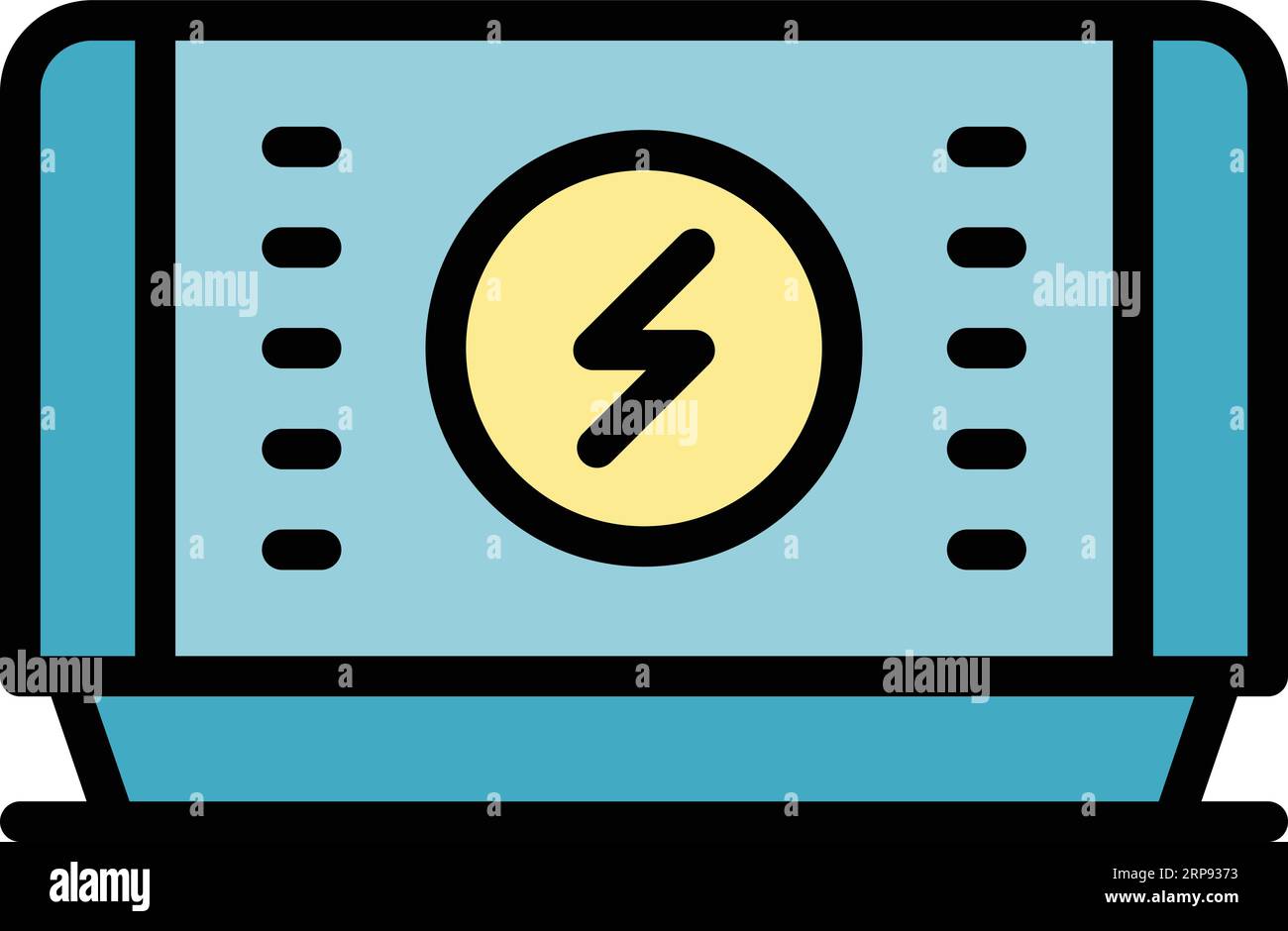 Industriegeneratorsymbolkonturvektor. Elektromotor. Mobile Geräte, Farbe flach Stock Vektor