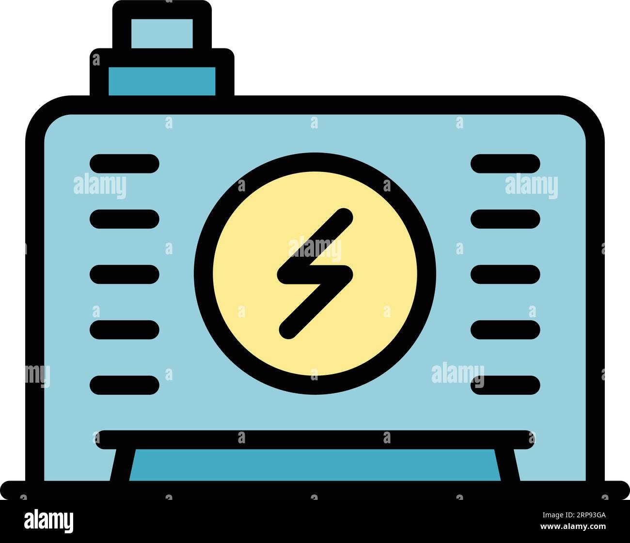 Konturvektor für Symbol des Steuergenerators. Elektrische Energie. Motor-Backup-Farbe flach Stock Vektor